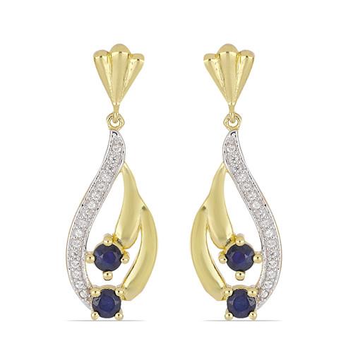 BUY BLUE SAPPHIRE GEMSTONE EARRINGS IN STERLING SILVER